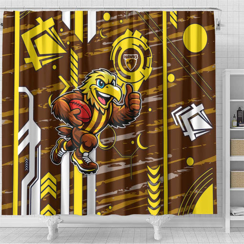 Hawthorn Hawks Shower Curtain Mascot Cartoon Football Illustration Style