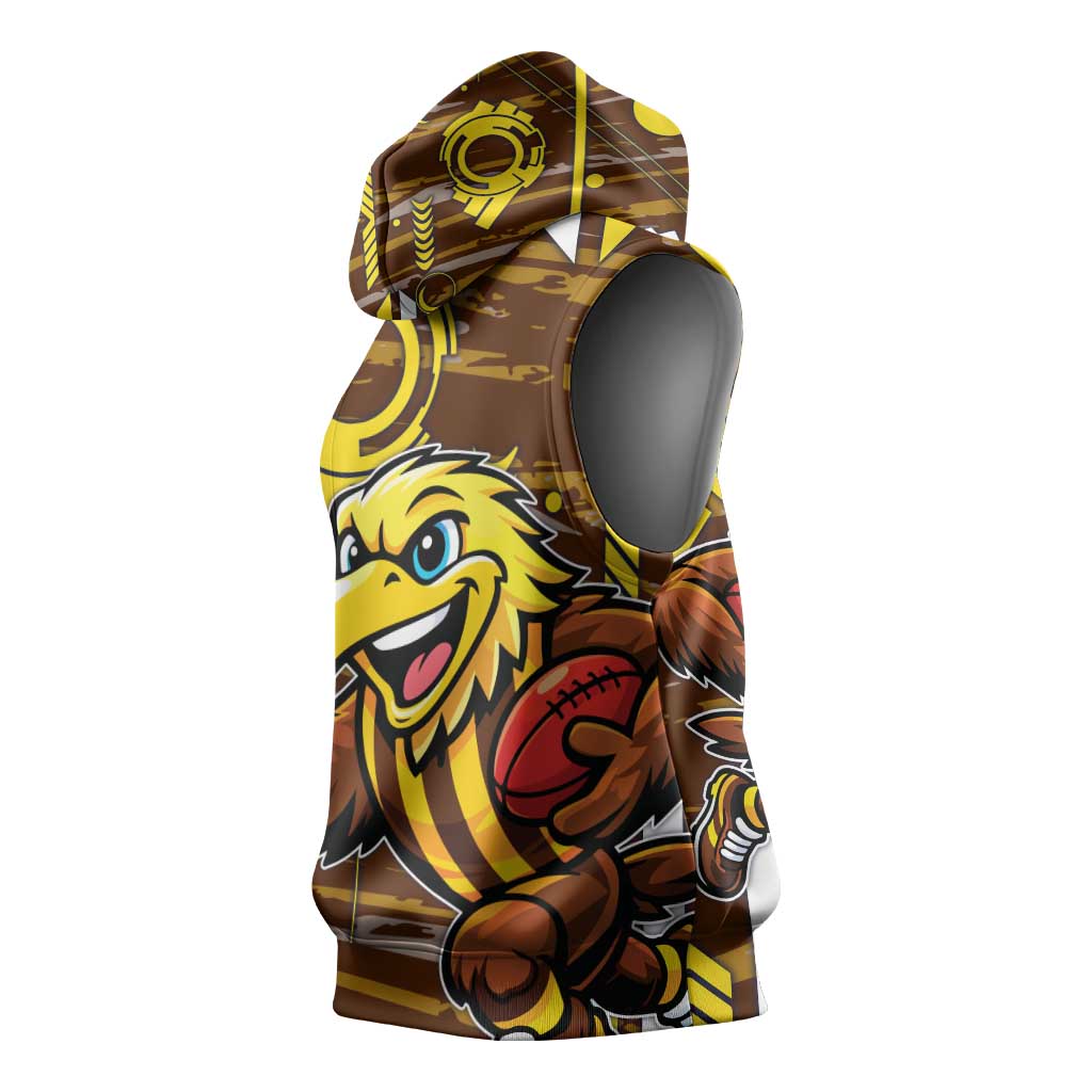 Hawthorn Hawks Sleeveless Hoodie Mascot Cartoon Football Illustration Style