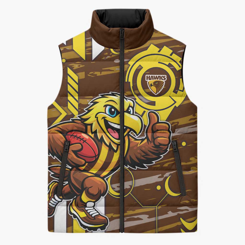Hawthorn Hawks Sleeveless Puffer Jacket Mascot Cartoon Football Illustration Style