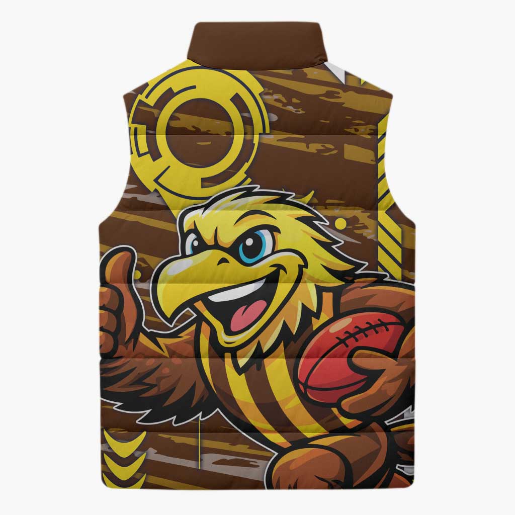 Hawthorn Hawks Sleeveless Puffer Jacket Mascot Cartoon Football Illustration Style