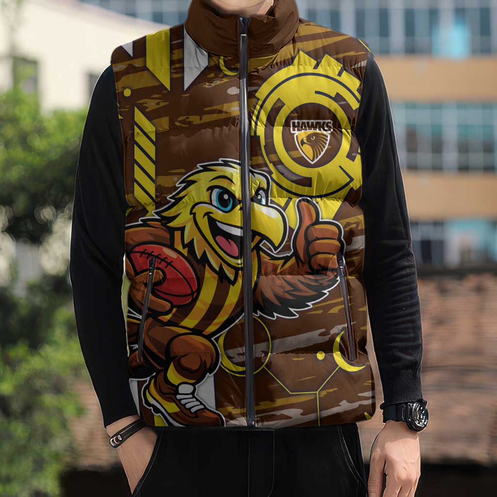 Hawthorn Hawks Sleeveless Puffer Jacket Mascot Cartoon Football Illustration Style