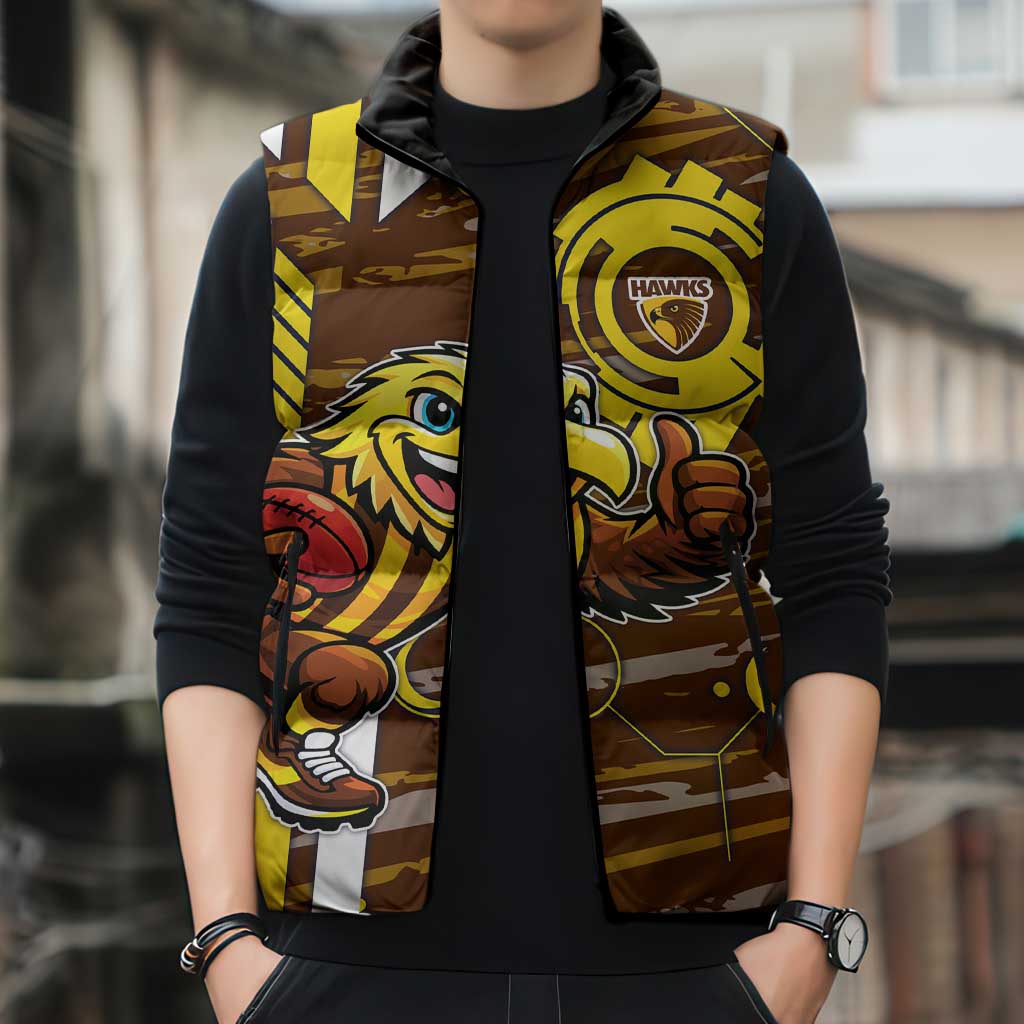 Hawthorn Hawks Sleeveless Puffer Jacket Mascot Cartoon Football Illustration Style
