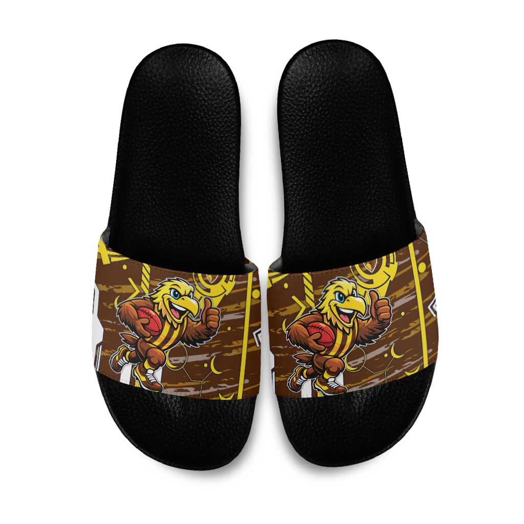 Hawthorn Hawks Slide Sandals Mascot Cartoon Football Illustration Style