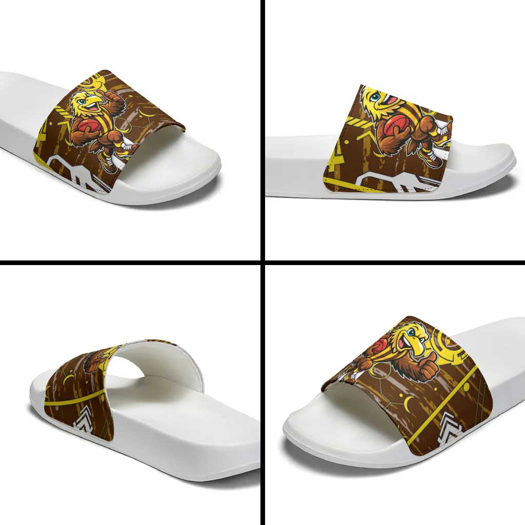 Hawthorn Hawks Slide Sandals Mascot Cartoon Football Illustration Style