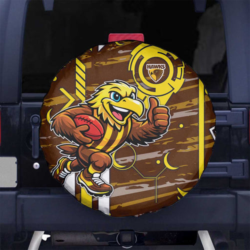 Hawthorn Hawks Spare Tire Cover Mascot Cartoon Football Illustration Style