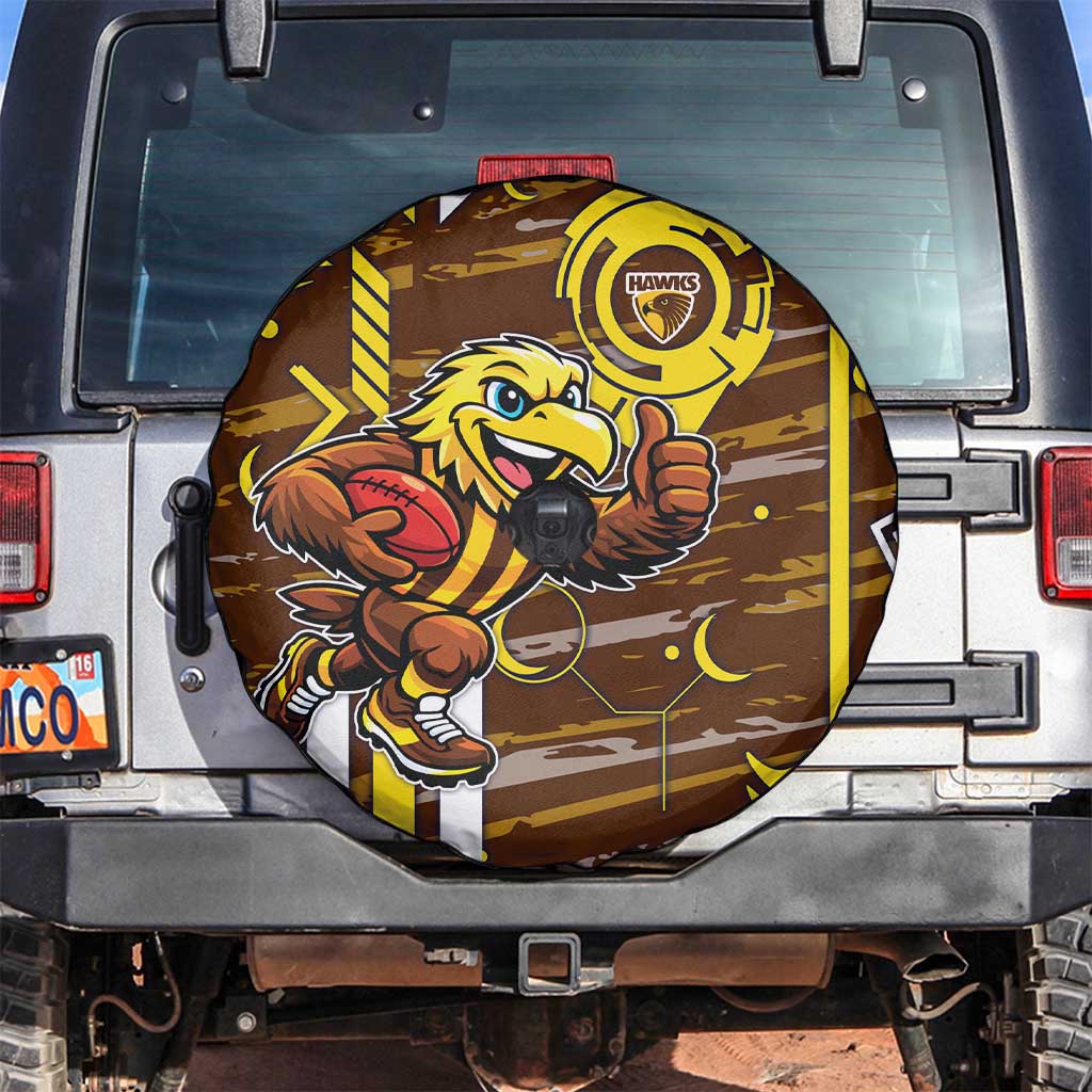 Hawthorn Hawks Spare Tire Cover Mascot Cartoon Football Illustration Style