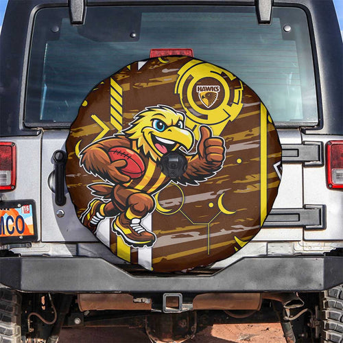 Hawthorn Hawks Spare Tire Cover Mascot Cartoon Football Illustration Style