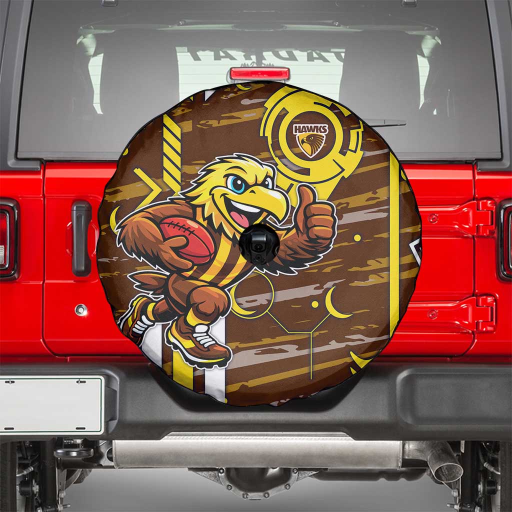 Hawthorn Hawks Spare Tire Cover Mascot Cartoon Football Illustration Style