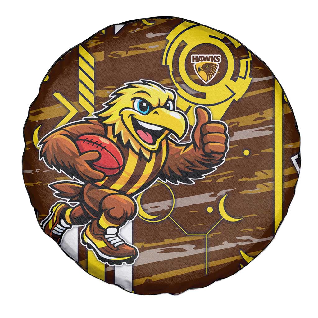 Hawthorn Hawks Spare Tire Cover Mascot Cartoon Football Illustration Style