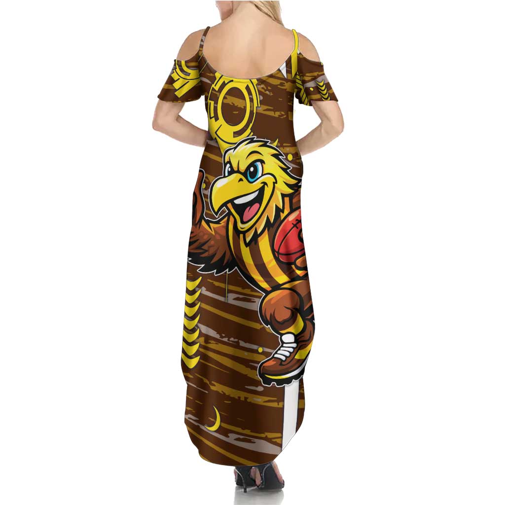 Hawthorn Hawks Summer Maxi Dress Mascot Cartoon Football Illustration Style