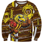 Hawthorn Hawks Sweatshirt Mascot Cartoon Football Illustration Style