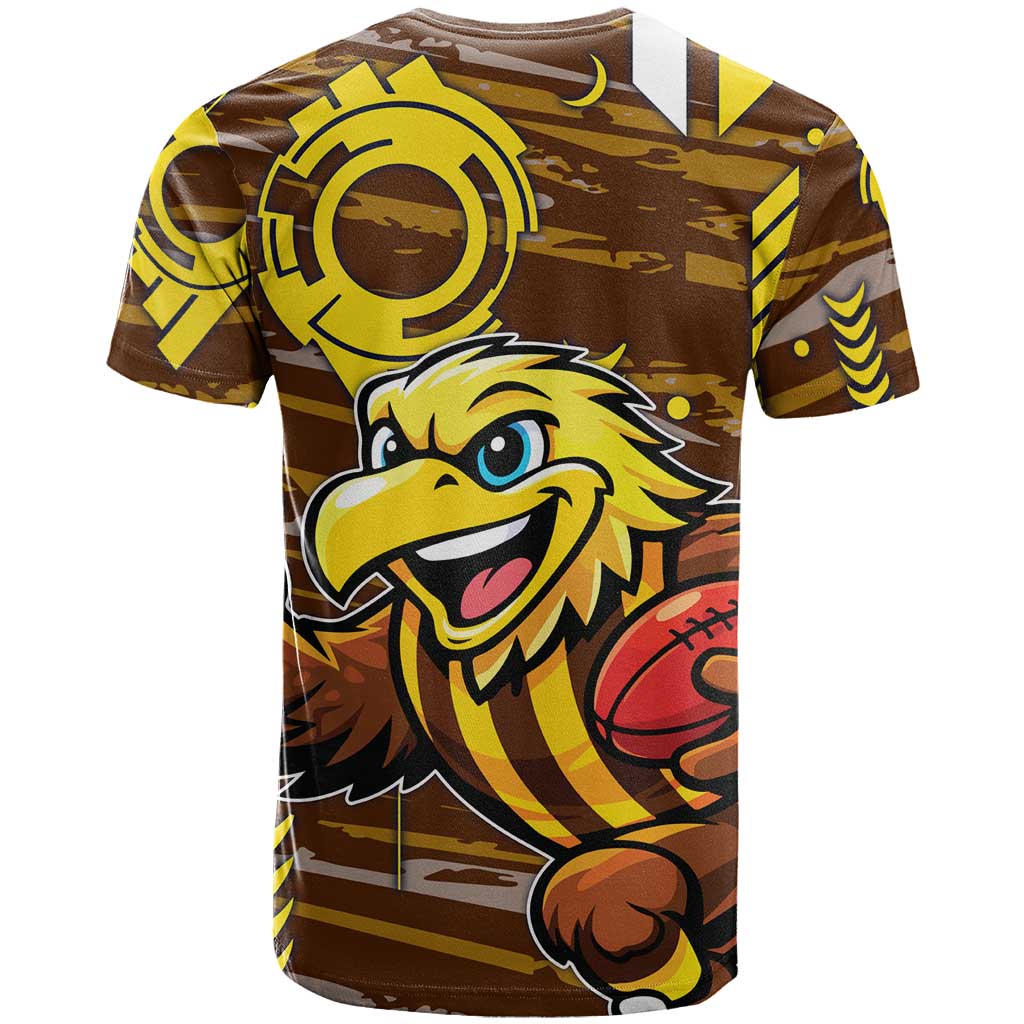 Hawthorn Hawks T Shirt Mascot Cartoon Football Illustration Style