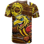 Hawthorn Hawks T Shirt Mascot Cartoon Football Illustration Style