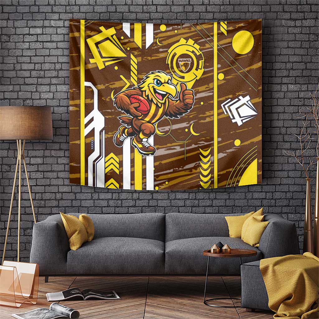Hawthorn Hawks Tapestry Mascot Cartoon Football Illustration Style
