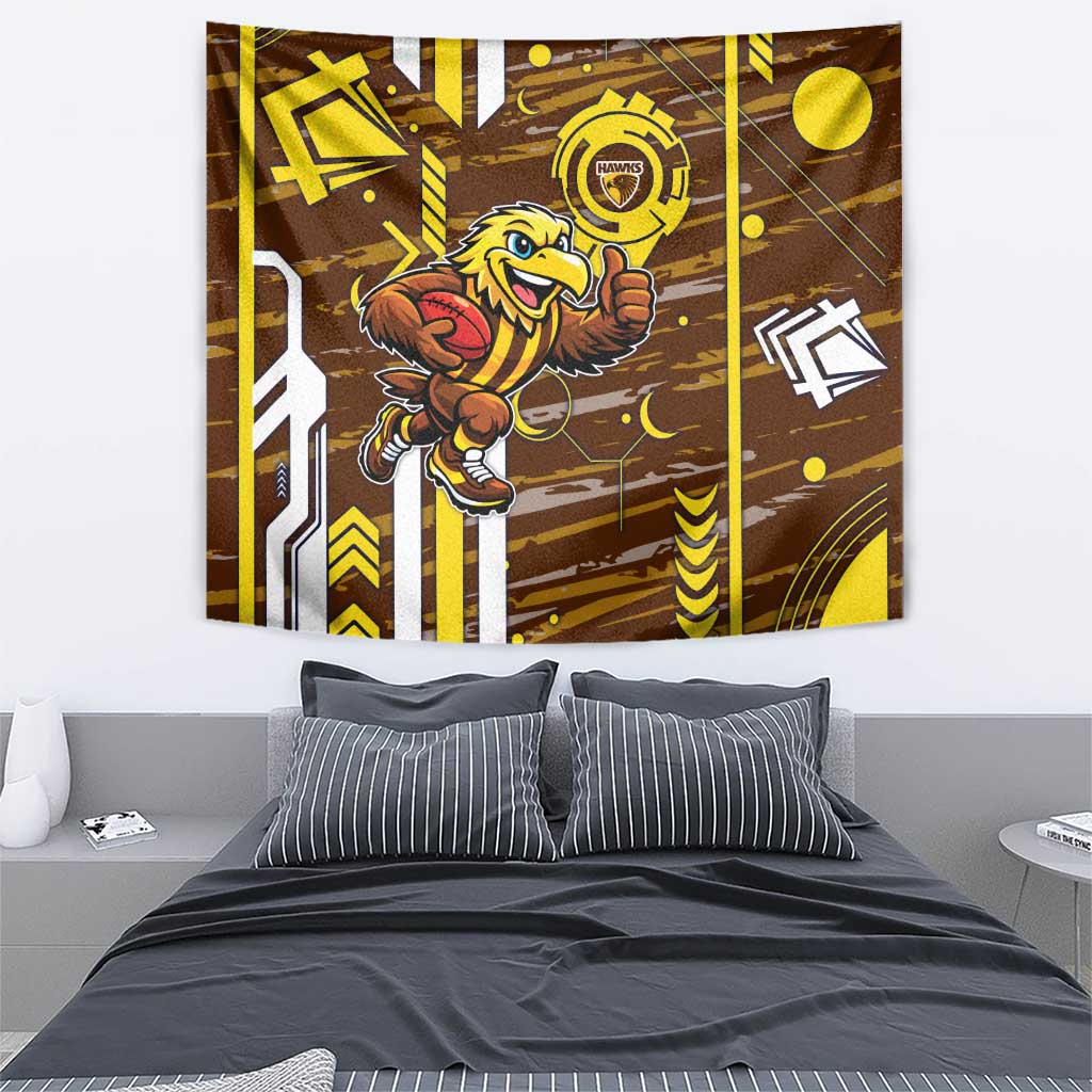 Hawthorn Hawks Tapestry Mascot Cartoon Football Illustration Style
