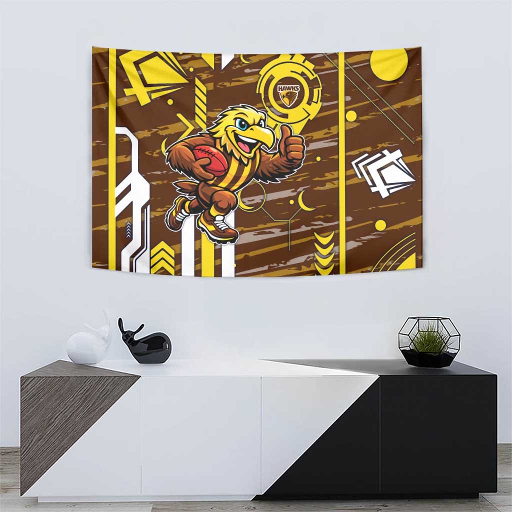 Hawthorn Hawks Tapestry Mascot Cartoon Football Illustration Style
