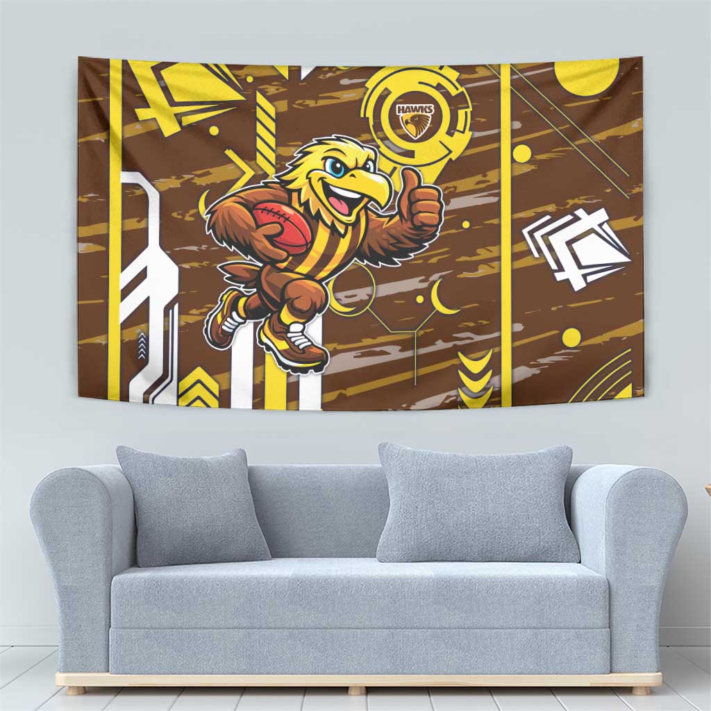 Hawthorn Hawks Tapestry Mascot Cartoon Football Illustration Style