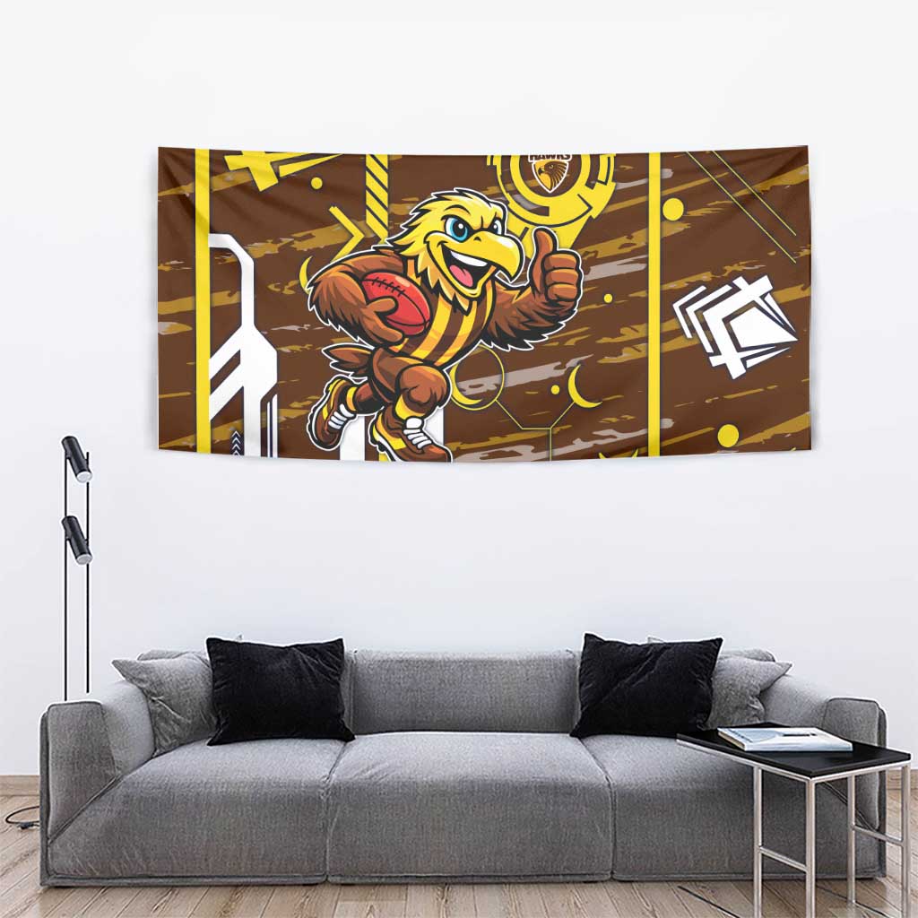 Hawthorn Hawks Tapestry Mascot Cartoon Football Illustration Style