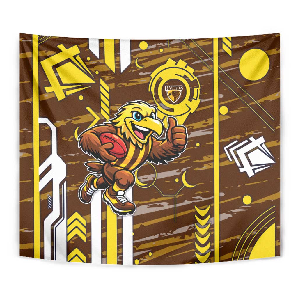 Hawthorn Hawks Tapestry Mascot Cartoon Football Illustration Style