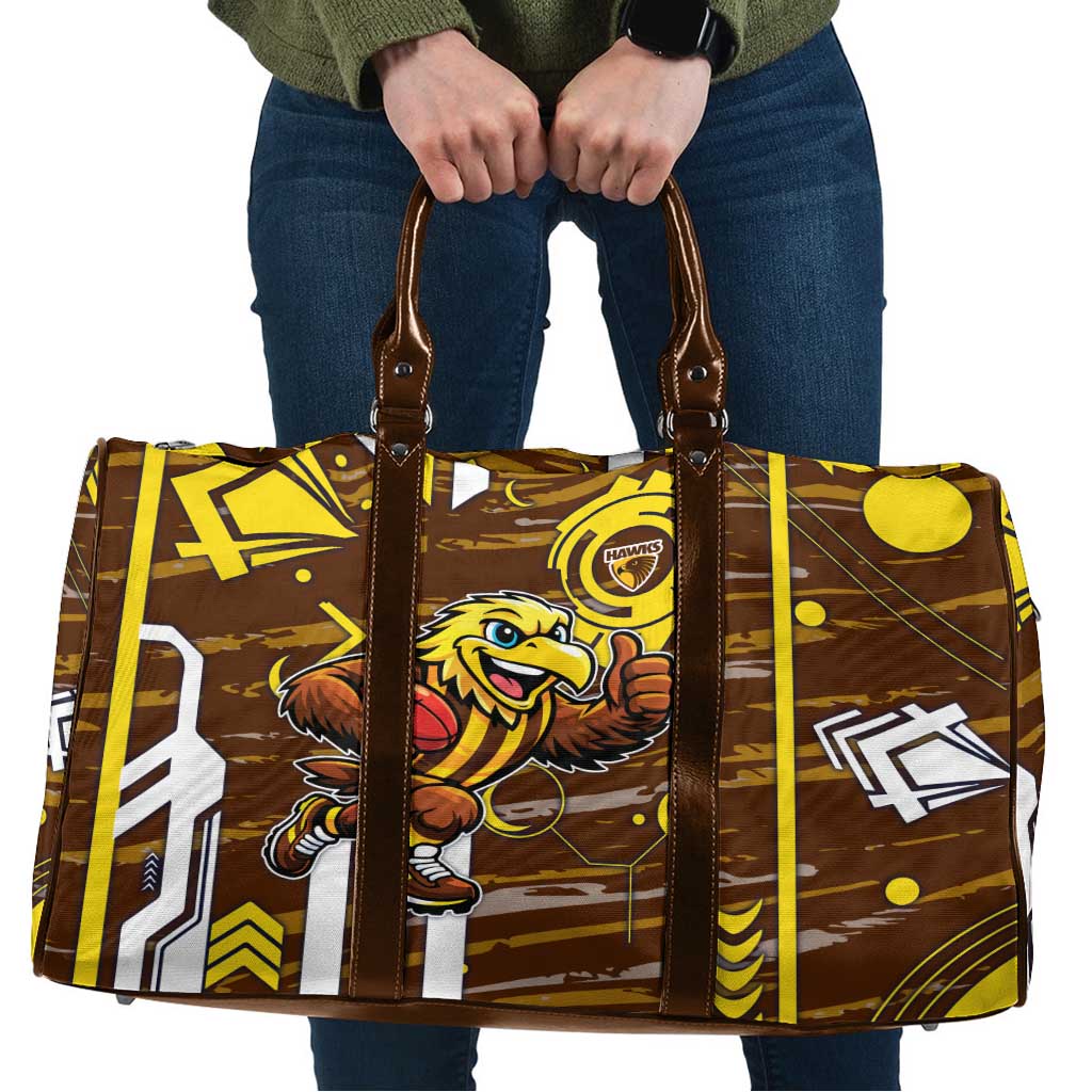 Hawthorn Hawks Travel Bag Mascot Cartoon Football Illustration Style