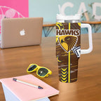 Hawthorn Hawks Tumbler With Handle Mascot Cartoon Football Illustration Style