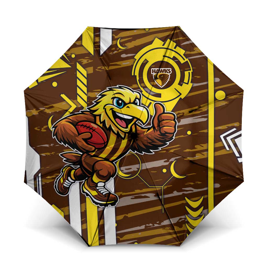 Hawthorn Hawks Umbrella Mascot Cartoon Football Illustration Style