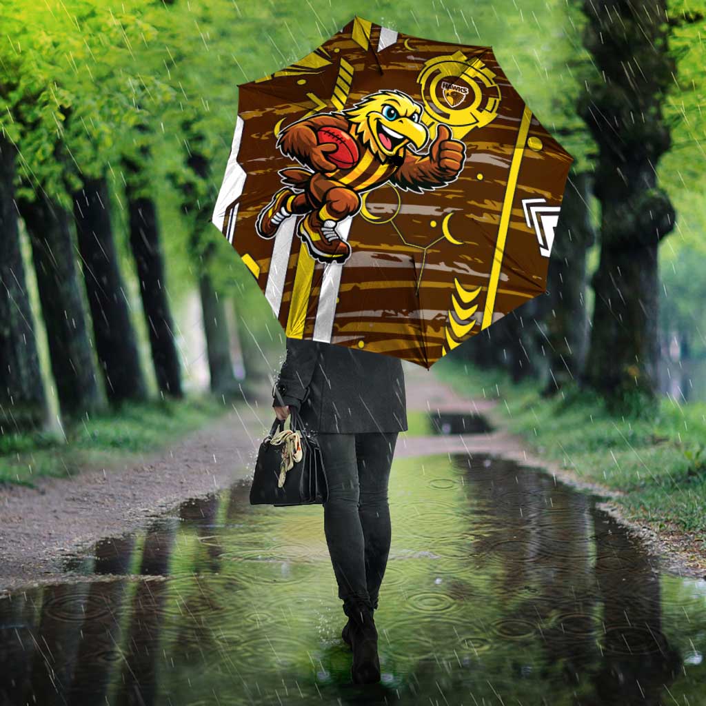 Hawthorn Hawks Umbrella Mascot Cartoon Football Illustration Style