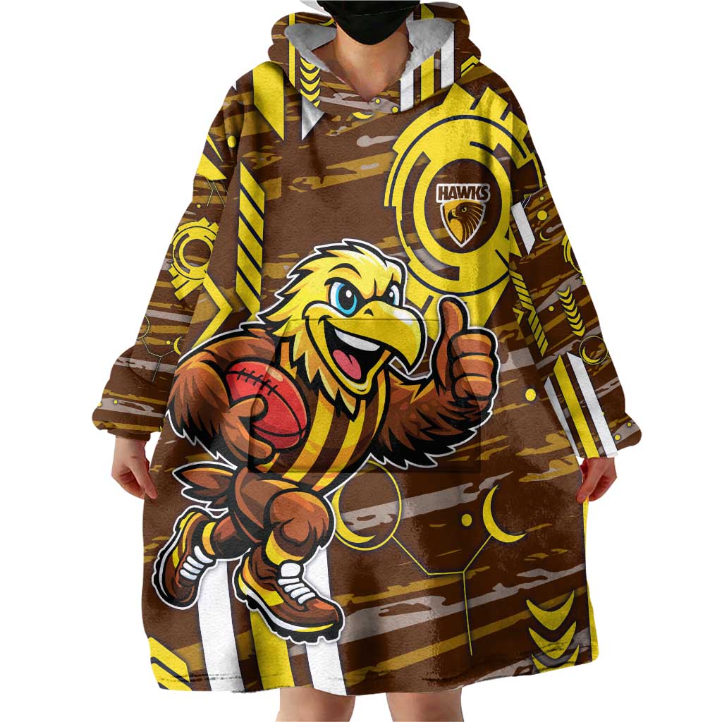 Hawthorn Hawks Wearable Blanket Hoodie Mascot Cartoon Football Illustration Style