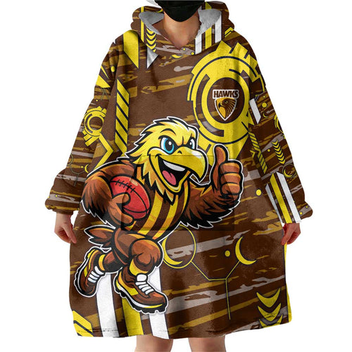 Hawthorn Hawks Wearable Blanket Hoodie Mascot Cartoon Football Illustration Style