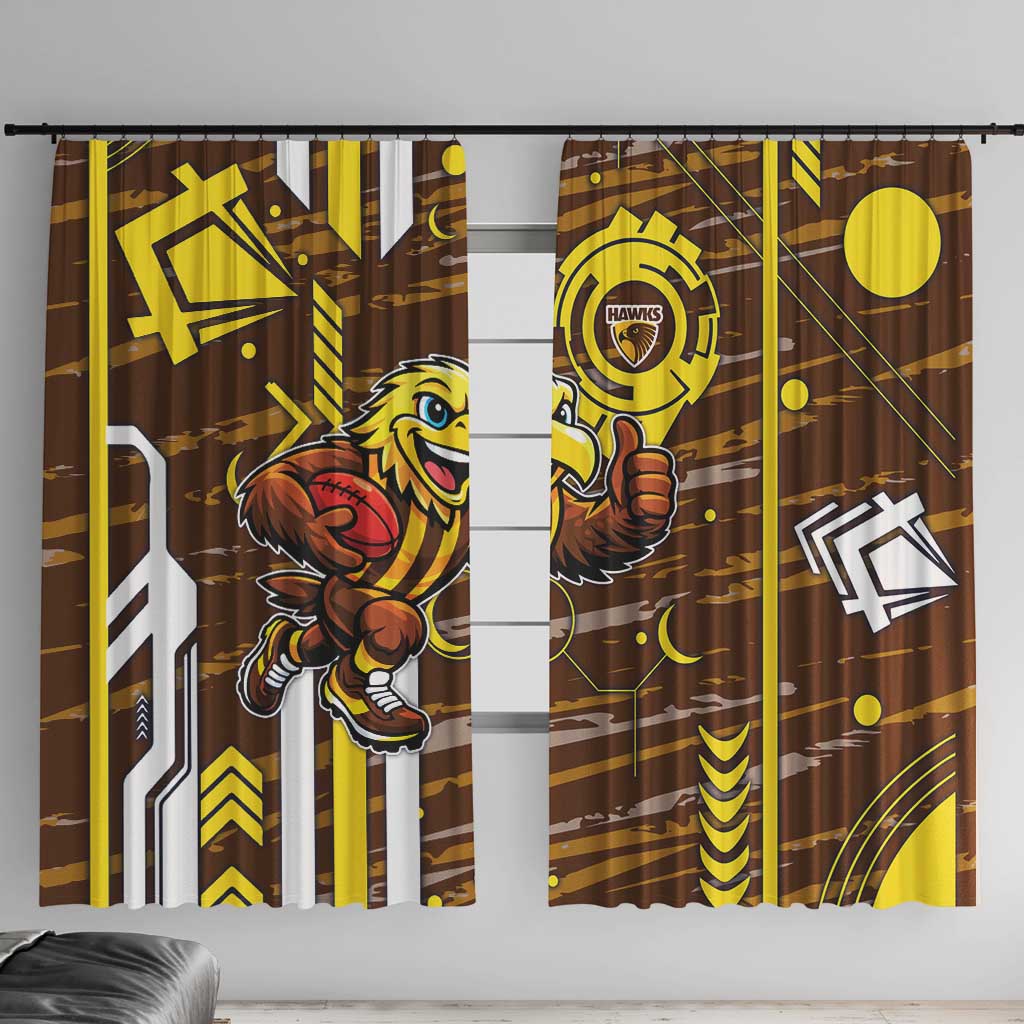 Hawthorn Hawks Window Curtain Mascot Cartoon Football Illustration Style