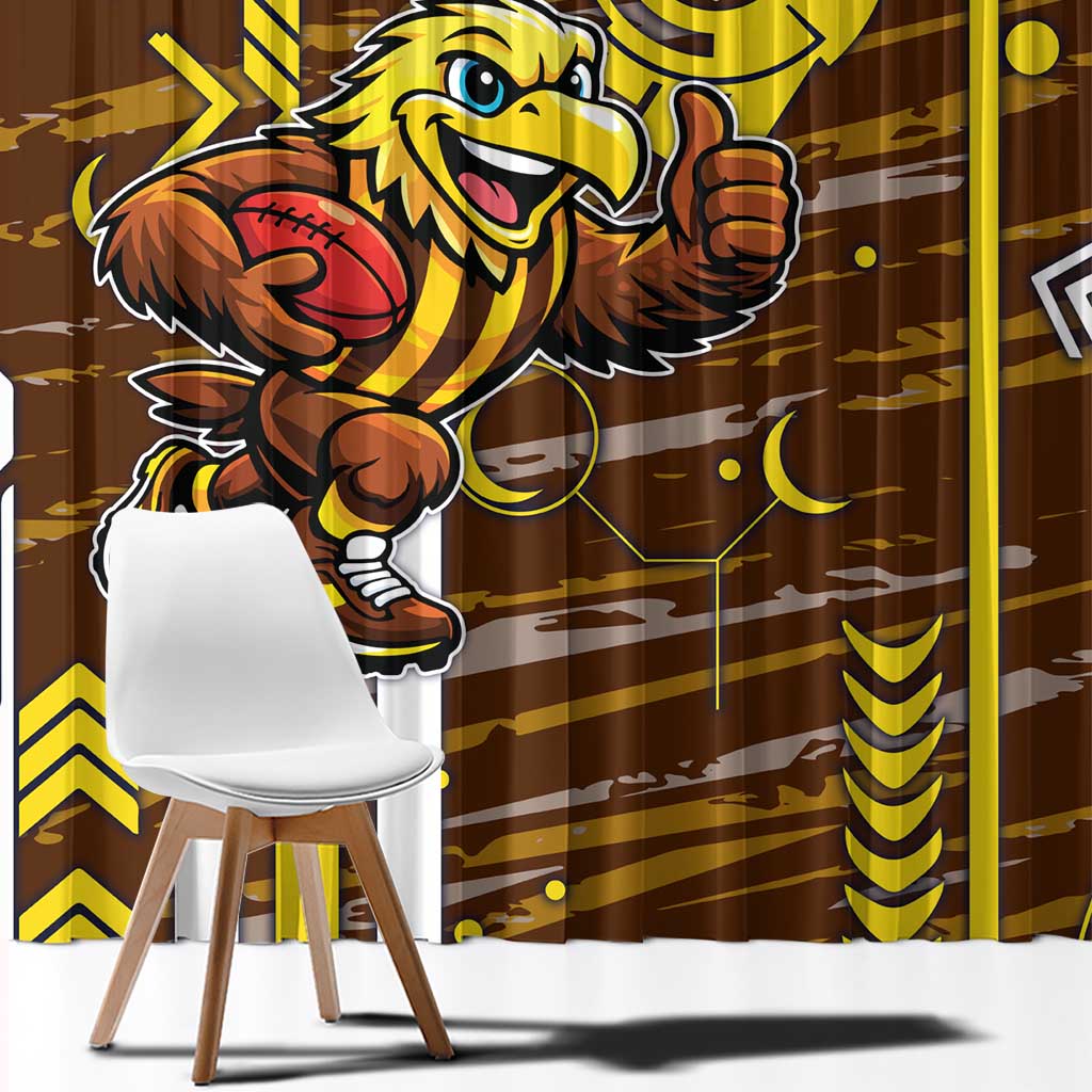 Hawthorn Hawks Window Curtain Mascot Cartoon Football Illustration Style