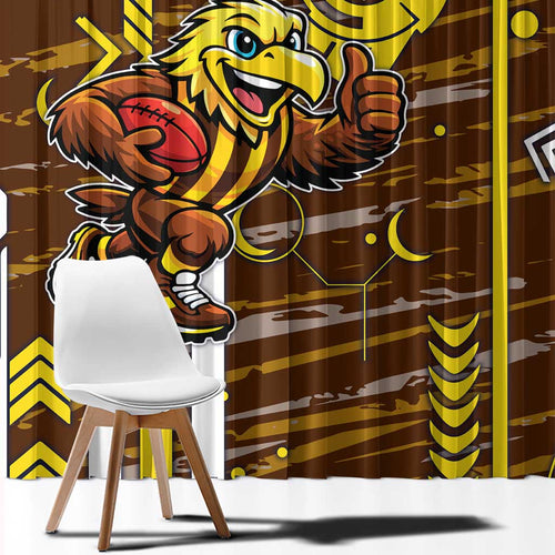 Hawthorn Hawks Window Curtain Mascot Cartoon Football Illustration Style