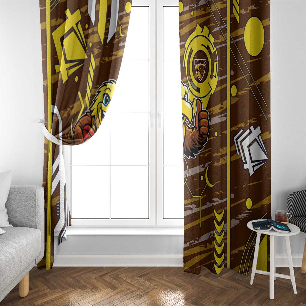 Hawthorn Hawks Window Curtain Mascot Cartoon Football Illustration Style