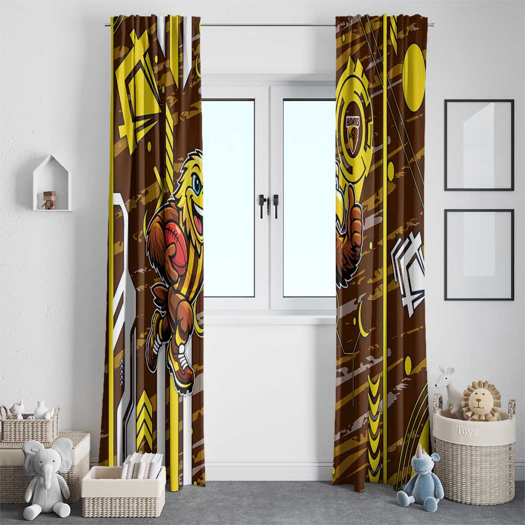 Hawthorn Hawks Window Curtain Mascot Cartoon Football Illustration Style