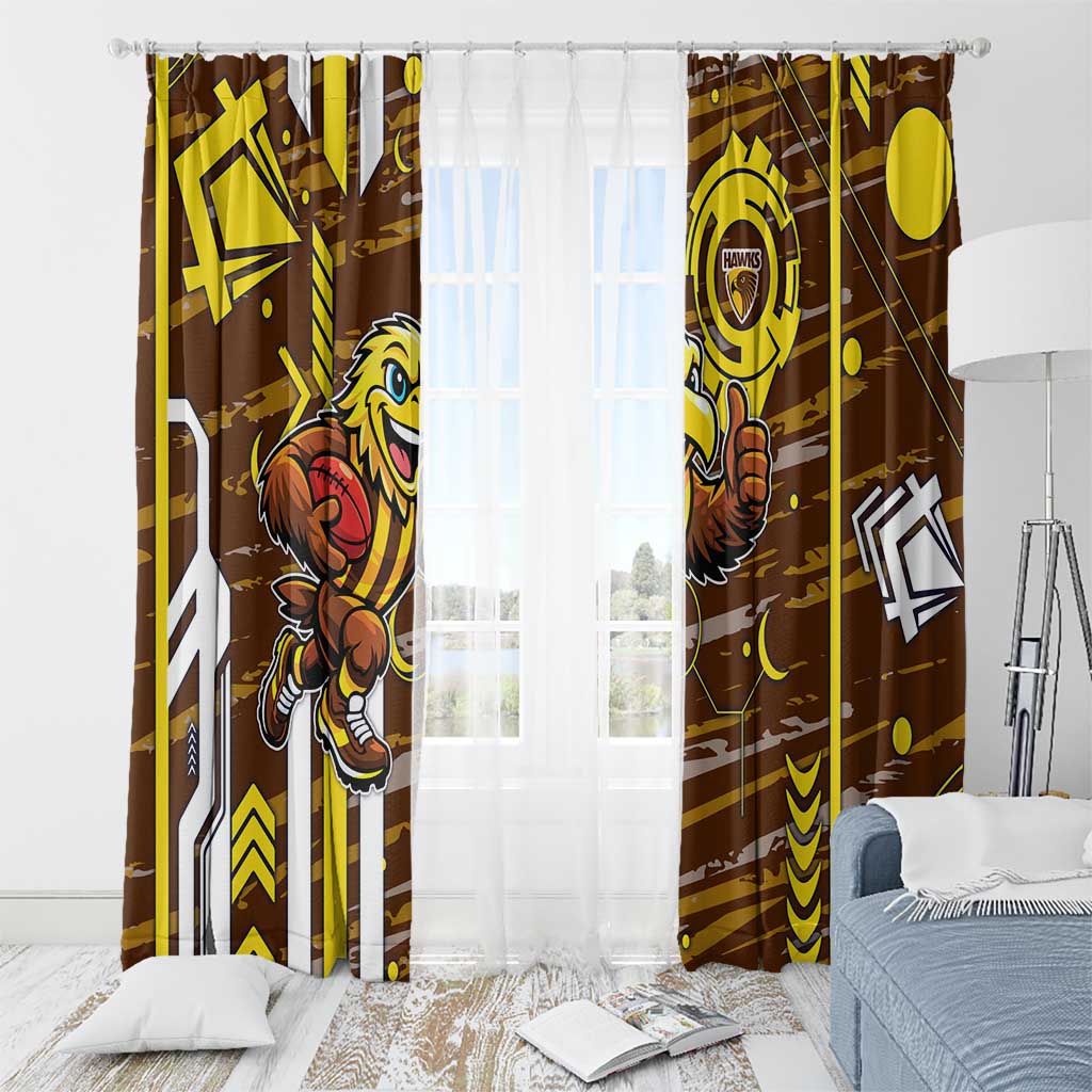 Hawthorn Hawks Window Curtain Mascot Cartoon Football Illustration Style