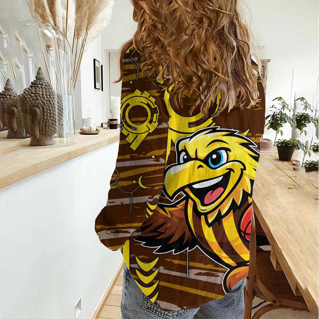 Hawthorn Hawks Women Casual Shirt Mascot Cartoon Football Illustration Style