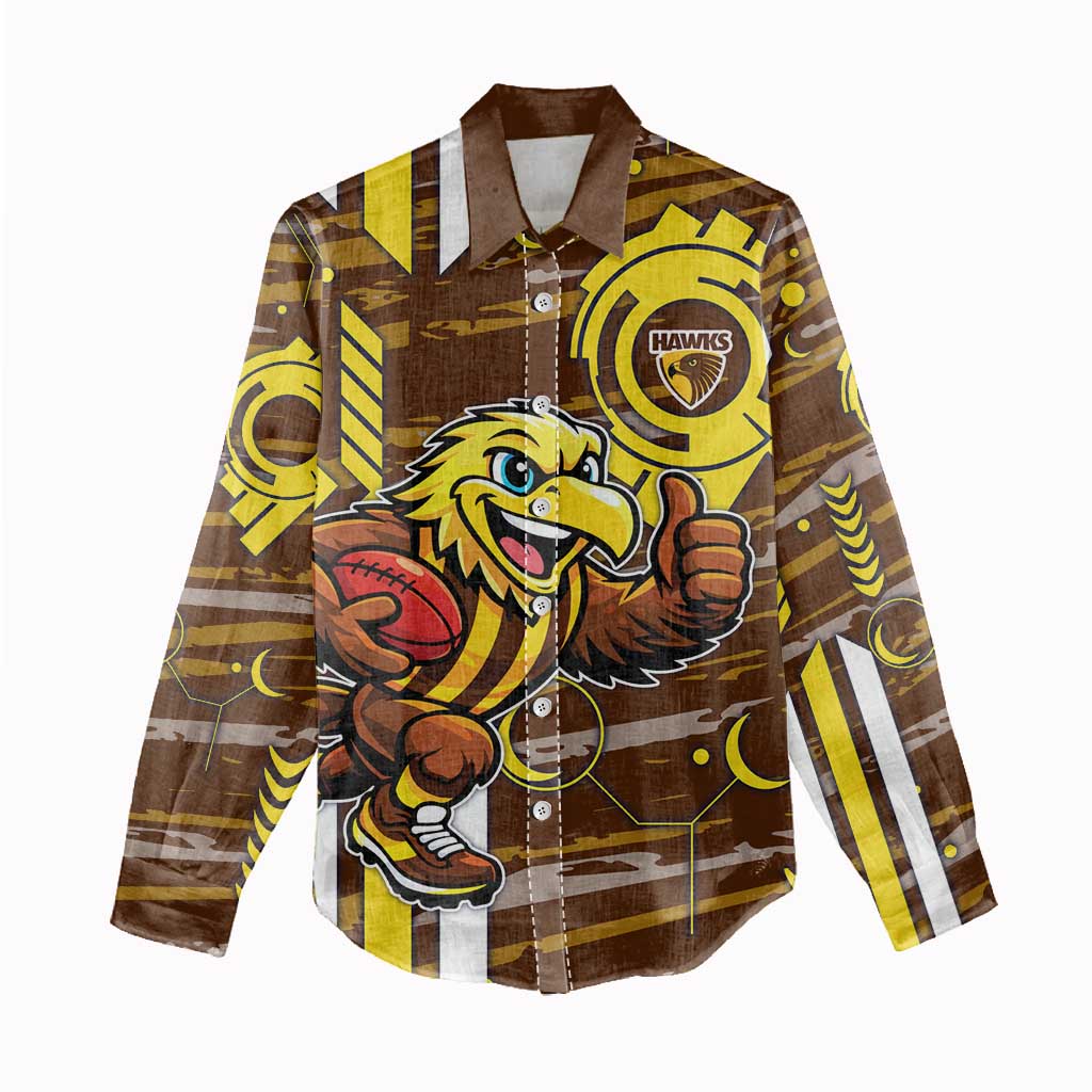 Hawthorn Hawks Women Casual Shirt Mascot Cartoon Football Illustration Style
