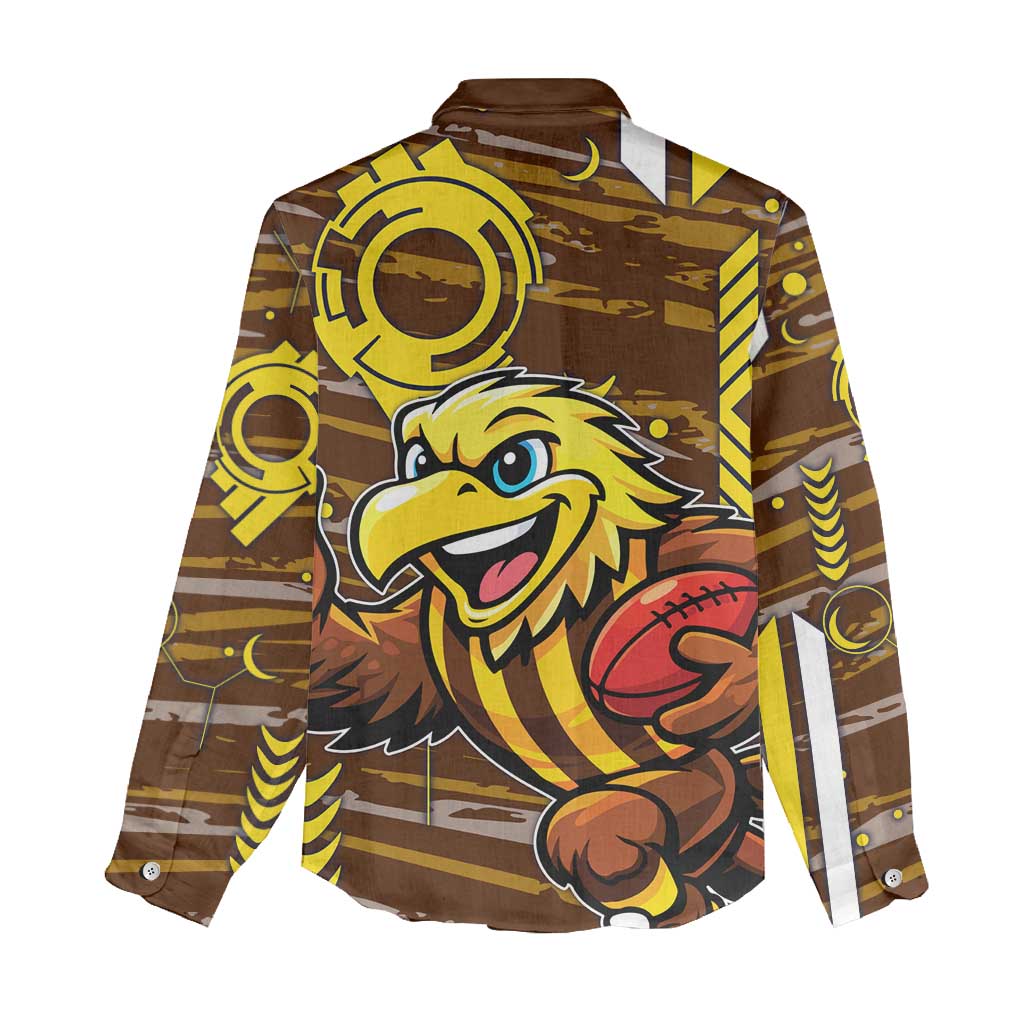 Hawthorn Hawks Women Casual Shirt Mascot Cartoon Football Illustration Style