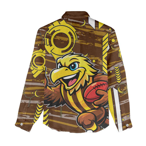 Hawthorn Hawks Women Casual Shirt Mascot Cartoon Football Illustration Style