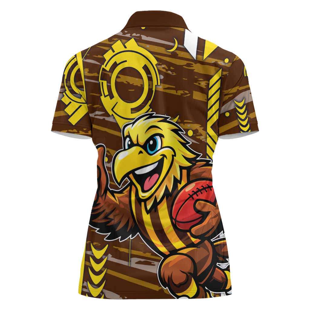 Hawthorn Hawks Women Polo Shirt Mascot Cartoon Football Illustration Style