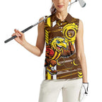 Hawthorn Hawks Women Sleeveless Polo Shirt Mascot Cartoon Football Illustration Style