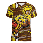 Hawthorn Hawks Women V-Neck T-Shirt Mascot Cartoon Football Illustration Style