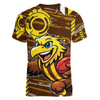 Hawthorn Hawks Women V-Neck T-Shirt Mascot Cartoon Football Illustration Style