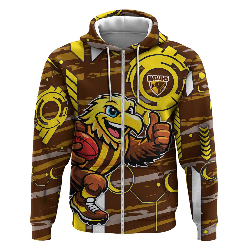 Hawthorn Hawks Zip Hoodie Mascot Cartoon Football Illustration Style