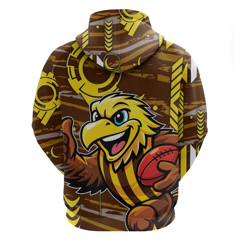Hawthorn Hawks Zip Hoodie Mascot Cartoon Football Illustration Style