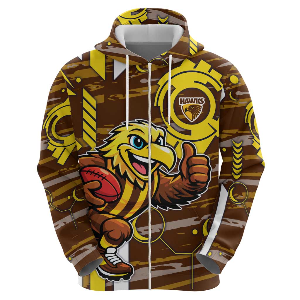 Hawthorn Hawks Zip Hoodie Mascot Cartoon Football Illustration Style