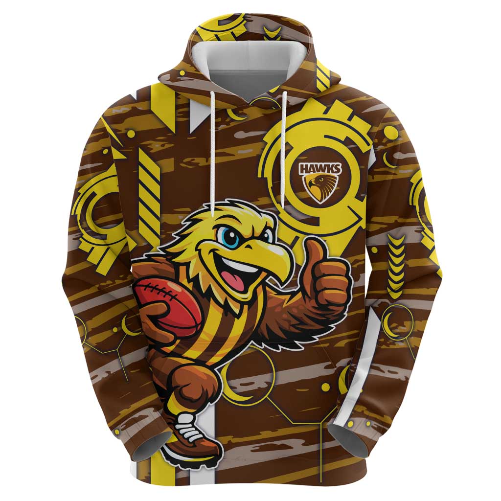 Hawthorn Hawks Zip Hoodie Mascot Cartoon Football Illustration Style