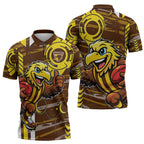 Hawthorn Hawks Zipper Polo Shirt Mascot Cartoon Football Illustration Style