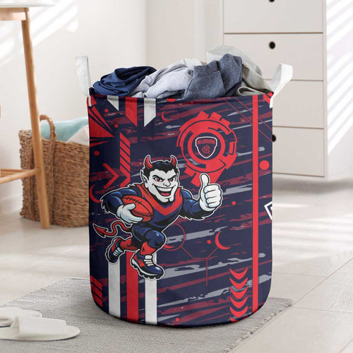 Melbourne Demons Laundry Basket Mascot Cartoon Football Illustration Style