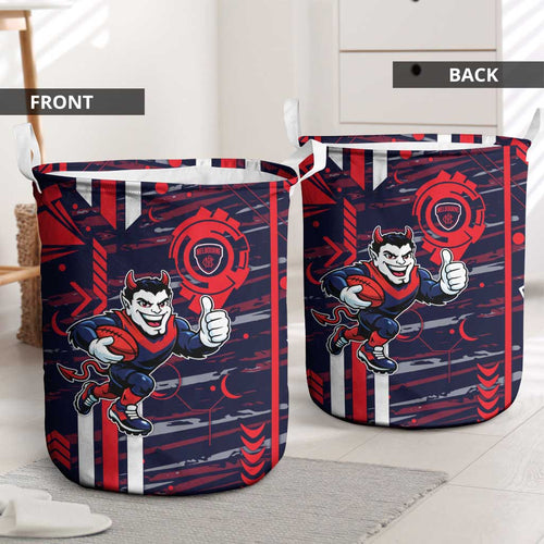 Melbourne Demons Laundry Basket Mascot Cartoon Football Illustration Style